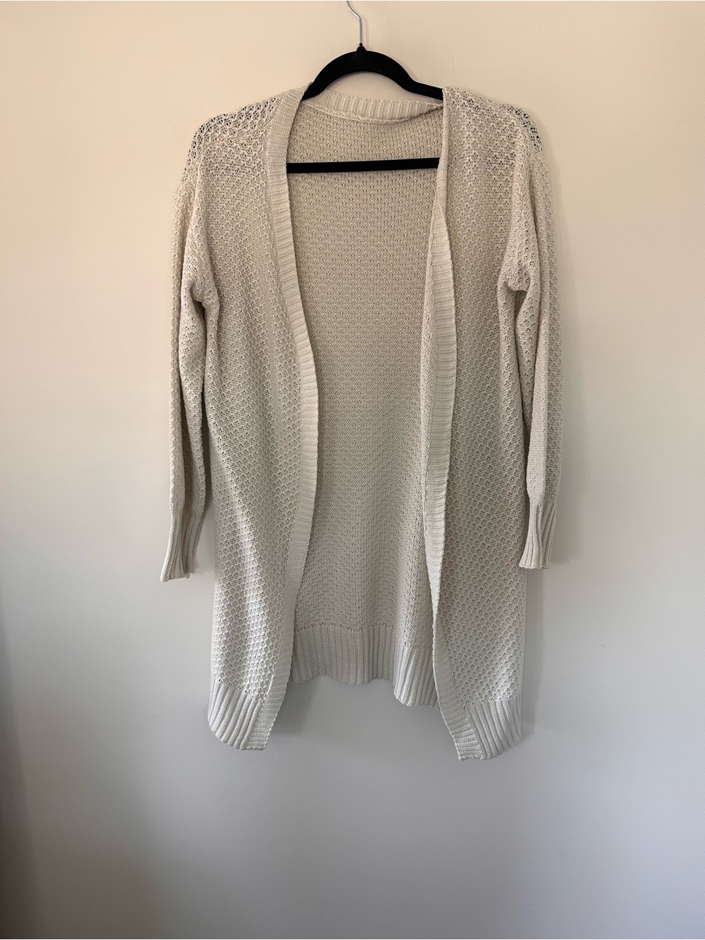 Cupshe Ivory Open-Front Knit Cardigan